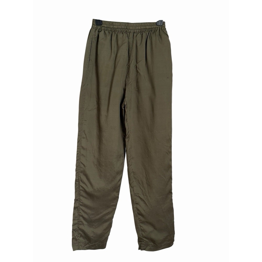 Vintage Silk Blend Pants Womens Size M Olive Green Relaxed Trousers Quiet Luxury - Picture 4 of 11